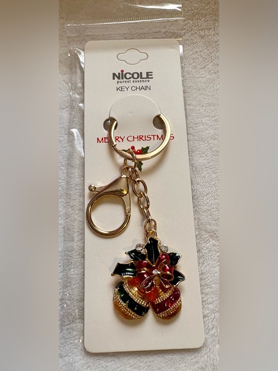 Nicole Accessories - Nicole Gold-Tone Keychain with Red and Green Holiday Charm